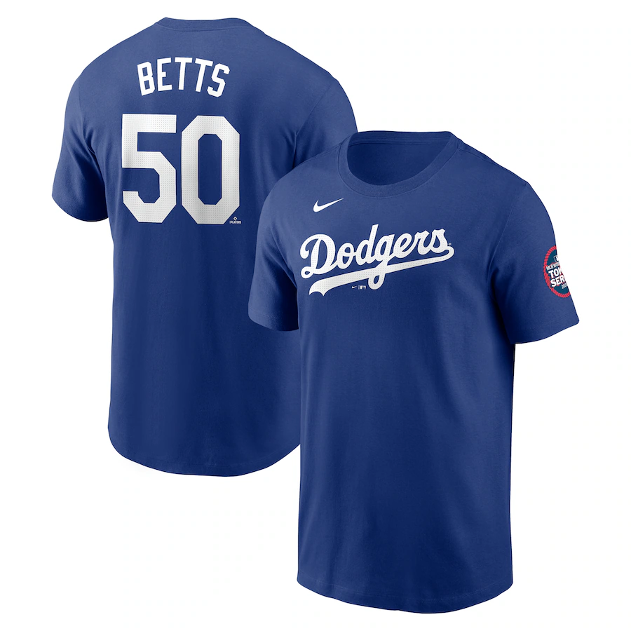 Men Los Angeles Dodgers #50 Betts blue MLB 2025 Tshirt->mlb t-shirts->Sports Accessory